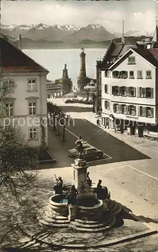 Lindau Bodensee Reichsplatz mit Lindaviabrunnen und Hafen Kat. Lindau (Bodensee)