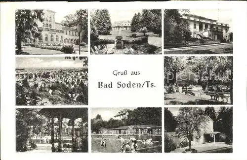 Bad Soden Taunus Teilansichten Kurort Park Schwimmbad Badehaus Kurhaus Kat. Bad Soden am Taunus