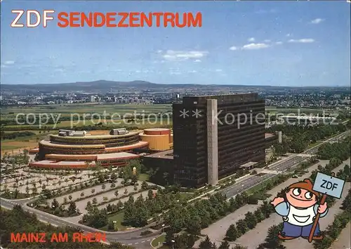 Mainz Rhein ZDF Sendezentrum Mainzer Lerchenberg Mainzelmaennchen Fliegeraufnahme