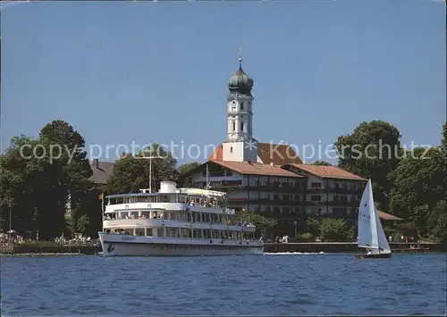 Seeshaupt am Starnbergersee Ausflugsschiff Kirche Kat. Seeshaupt