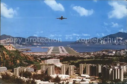 Lung Tang View of plane landing from Lung Tseung Road Kat. Lung Tang