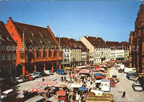 Freiburg Breisgau Markt auf Muensterplatz Kaufhaus Kat. Freiburg im Breisgau