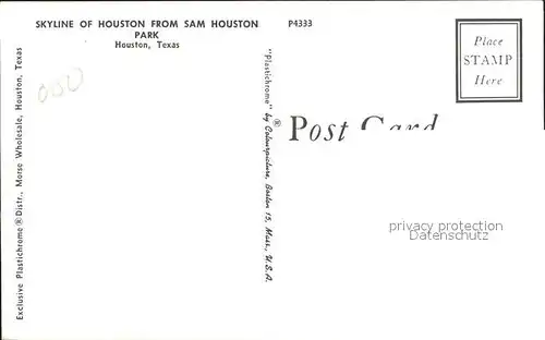Houston Texas Skyline Houston Sam Houston Park  Kat. Houston