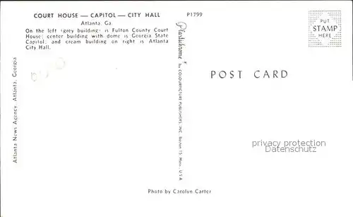Atlanta Georgia Court House Capitol City Hall Kat. Atlanta