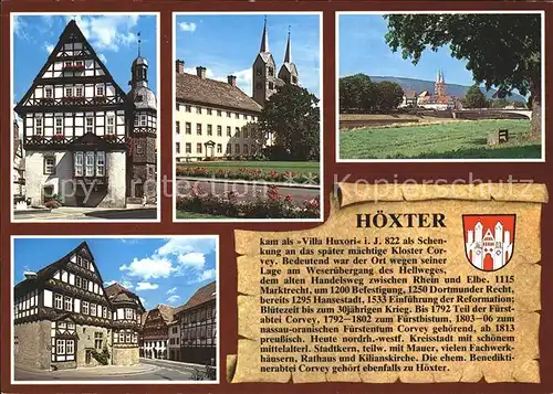 Hoexter Weser Rathaus Schloss Corvey Weserpartie Dechanei Kat. Hoexter