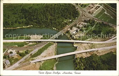 Houston Texas Twin Span Bridge aerial view Kat. Houston