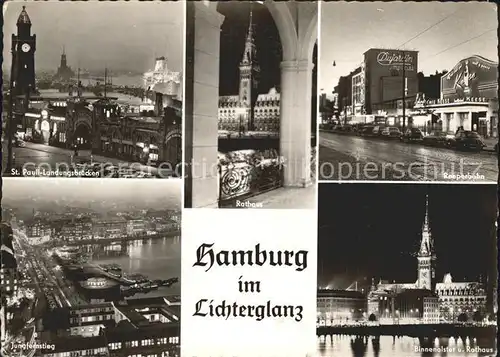 Hamburg im Lichterglanz St Pauli Landungsbruecken Rathaus Reeperbahn Binnenalster Rathaus Jungfernstieg Kat. Hamburg