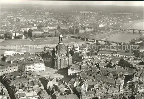 Dresden Blick ueber den Neumarkt Frauenkirche Neustadt Elbe Bruecke Kat. Dresden Elbe