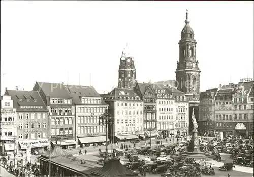 Dresden Altmarkt Siegesdenkmal Kreuzkirche vor Zerstoerung 1945 Kat. Dresden Elbe