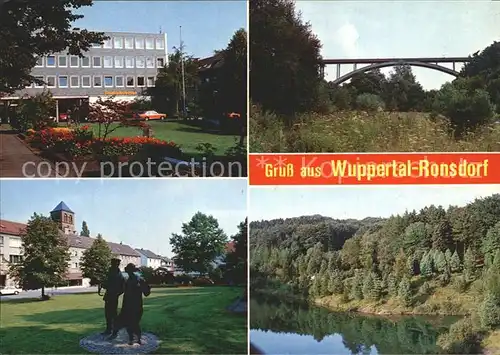 Ronsdorf Stadtbibliothek Statue Bruecke Waldpartie See Kat. Wuppertal