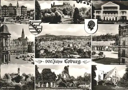 Coburg Schloss Ehrenburg Callenberg Rosenau Veste Landestheater Schlossplatz Markt Sintflutbrunnen Rosengarten 900 Jahre Jubilaeum Kat. Coburg