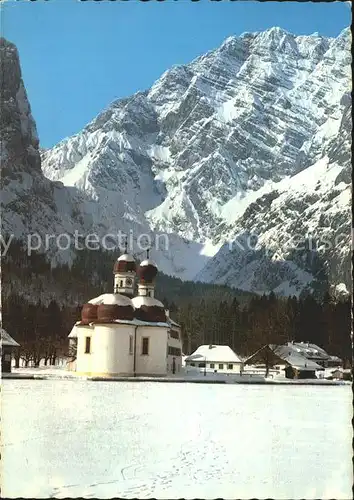 St Bartholomae mit Watzmann Ostwand Kat. Schoenau a.Koenigssee