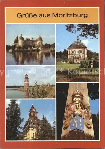 Moritzburg Sachsen Schloss Fasanenschloesschen Leuchtturm Kirche Postmeilensaeule Detail Kat. Moritzburg Dresden