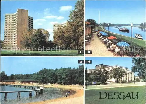 Dessau Rosslau Stadtpark Hochhaeuser Strandbad Adria HOG Kornhaus an der Elbe Landestheater Kat. Dessau Rosslau