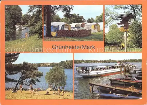 Gruenheide Mark Locknitz Camping Peetzsee Wegweiser Werlsee Ausflugsschiff Kat. Gruenheide Mark