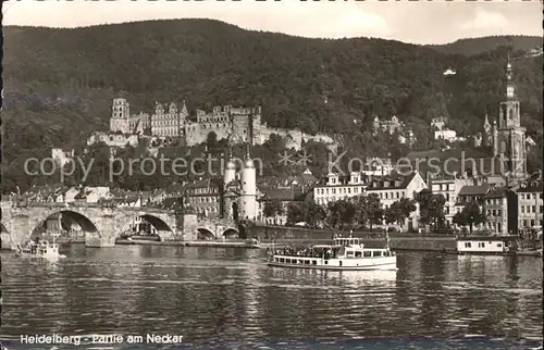 Heidelberg Neckar Schloss Kirche Bruecke Fahrgastschiff Kat. Heidelberg