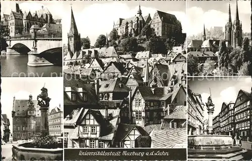 Marburg Lahn Landgrafenschloss Universitaet Rathaus Marktbrunnen Elisabethkirche Kat. Marburg