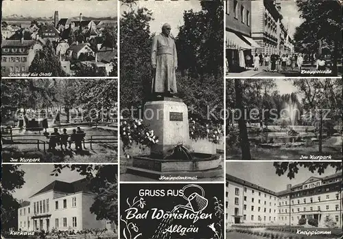 Bad Woerishofen Stadtblick Kneippdenkmal Kneippstr Kurpark Kurhaus Kneippianum Kat. Bad Woerishofen