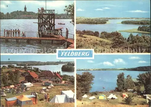 Feldberg Mecklenburg Badeanstalt Blick vom Hauptmannsberg Blick vom Huettenberg Zeltplatz Kat. Feldberger Seenlandschaft