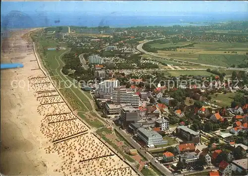 Cuxhaven Nordseebad Fliegeraufnahme mit Strand Kat. Cuxhaven