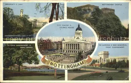 Nottingham East Midlands Castle Council House Trent Bridge Kat. Nottingham