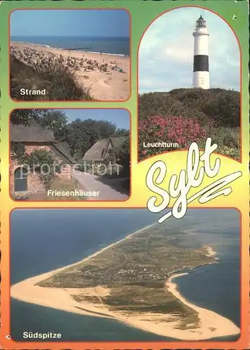 Insel Sylt Strand Friesenhaeuser Leuchtturm Suedspitze Kat. Westerland