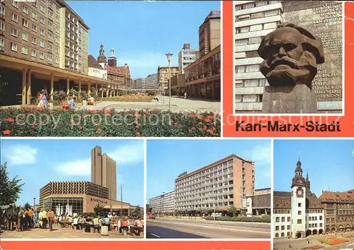 Karl Marx Stadt Rosenhof Karl Marx Monument Interhotel Kongress Kat. Chemnitz