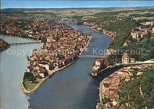 Passau Fliegeraufnahme Schanzlbruecke Ilzbruecke Kat. Passau