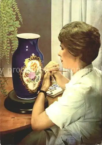 Meissen Elbe Sachsen Staatl Porzellanmanufaktur Malerin an Vase S180 Kat. Meissen