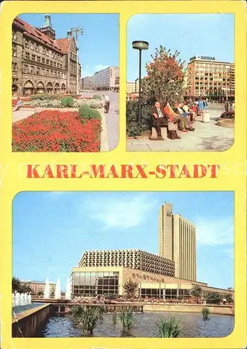 Karl Marx Stadt Rathaus Str der Nationen Stadthalle Interhotel Kongress Kat. Chemnitz