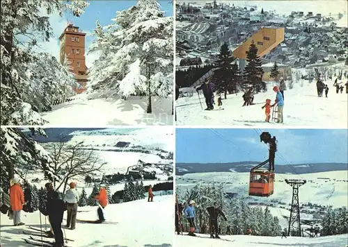 Oberwiesenthal Erzgebirge Wetterwarte Sprungschanze Skihang Fichtelbergschwebebahn Kat. Oberwiesenthal