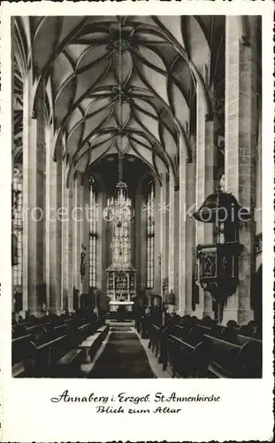 Annaberg Buchholz Erzgebirge St Annenkirche Blick zum Altar Kanzel Kat. Annaberg