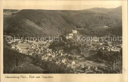 Schwarzburg Thueringer Wald Panorama Blick vom Trippstein Kat. Schwarzburg