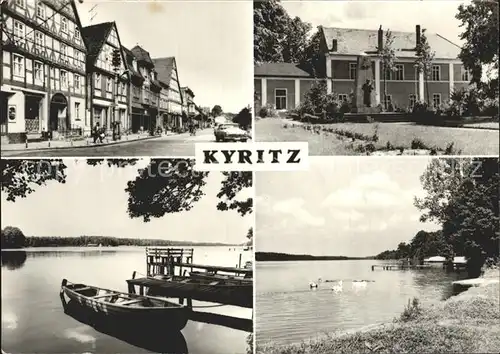 Kyritz Brandenburg Strassenpartie Fachwerkhaeuser Denkmal Uferpartie am See Steg Kat. Kyritz