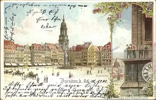 Dresden Altmarkt Litho Kat. Dresden Elbe