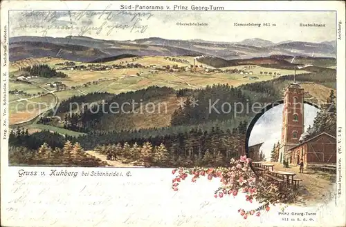 Schoenheide Erzgebirge Panorama Blick vom Kuhberg Prinz Georg Turm Kat. Schoenheide Erzgebirge