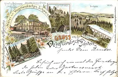 Jocketa Hotel Zur Vogtlaendischen Schweiz Triebtal Elstertalbruecke Litho Bahnpost Kat. Poehl Vogtland