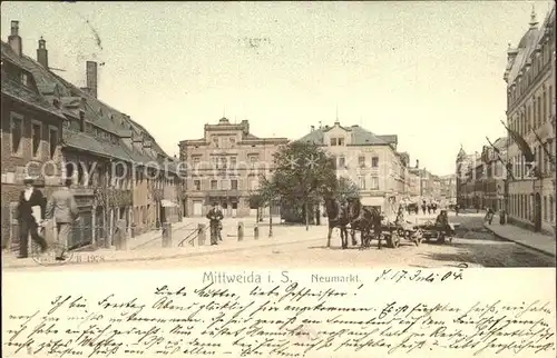 Mittweida Neumarkt Pferdewagen Kat. Mittweida