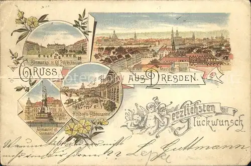 Dresden Blick vom Neustaetter Turm Bismarckplatz Altmarkt  Kat. Dresden Elbe
