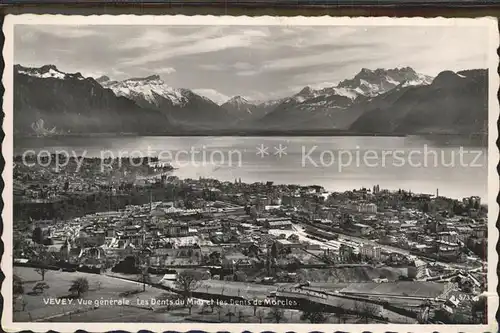 Vevey VD Panoramaansicht mit See / Vevey /Bz. Vevey