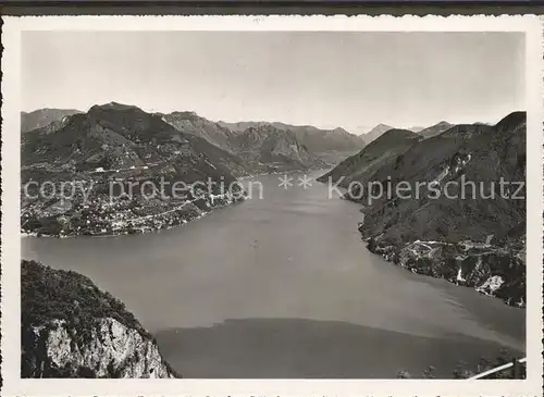 Lugano TI Ausblick vom San Salvatore auf den Monte BrÃ¨ / Lugano /Bz. Lugano City