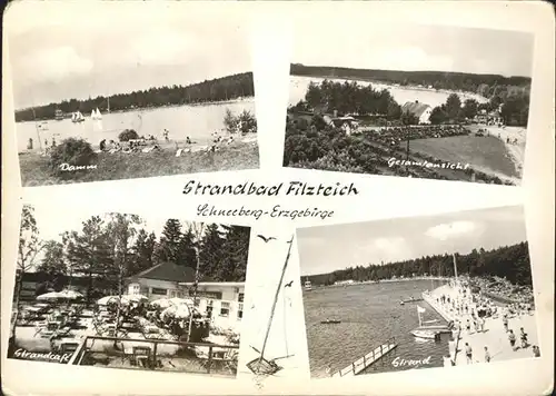 Schneeberg Erzgebirge Strandbad Filzteich Damm Strand / Schneeberg /Erzgebirgskreis LKR