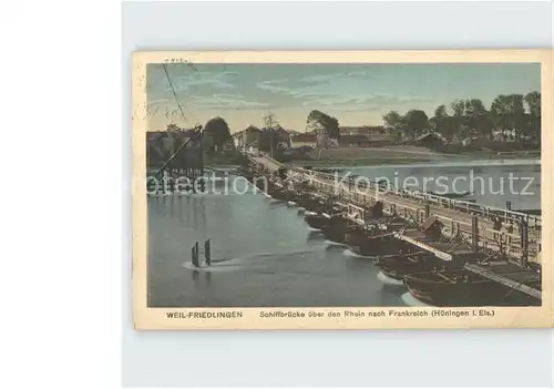 Friedlingen Schiffbruecke ueber den Rhein nach Frankreich / Weil am Rhein /Loerrach LKR