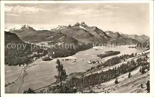 Sils Maria Graubuenden mit Silsersee und Piz della Margna Kat. Sils Maria