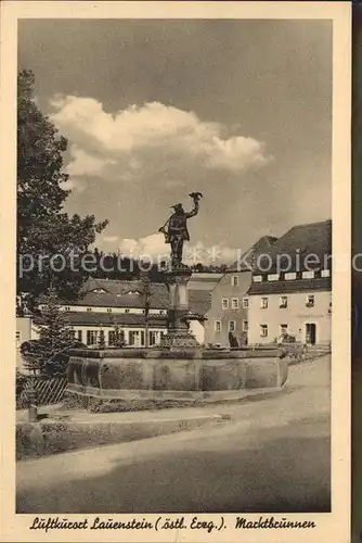 Lauenstein Erzgebirge Markt mit Falknerbrunnen Kat. Geising