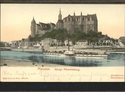 Meissen Elbe Sachsen Kgl Albrechtsburg mit Dom Elbedampfer Kat. Meissen