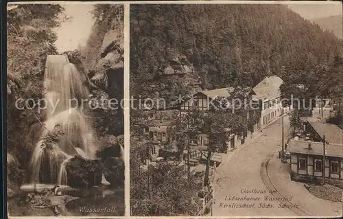 Kirnitzschtal Wasserfall und Gasthaus Kat. Kirnitzschtal