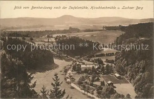 Kreischa Blick vom Bernhardsweg zur Teufelsmuehle Hirschbachmuehle und Luchaer Berg Kat. Kreischa Dresden