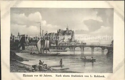 Meissen Elbe Sachsen Albrechtsburg Stahlstich Kat. Meissen