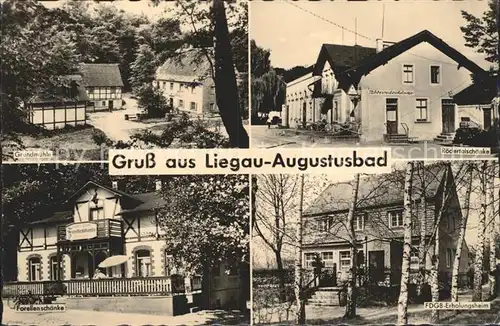 Liegau Augustusbad Roedertalschaenke Erholungsheim Forellenschaenke Grundmuehle Kat. Radeberg